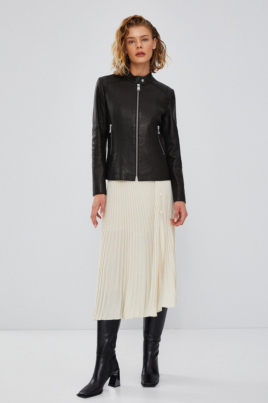 Pam Women's Black Short Leather Jacket