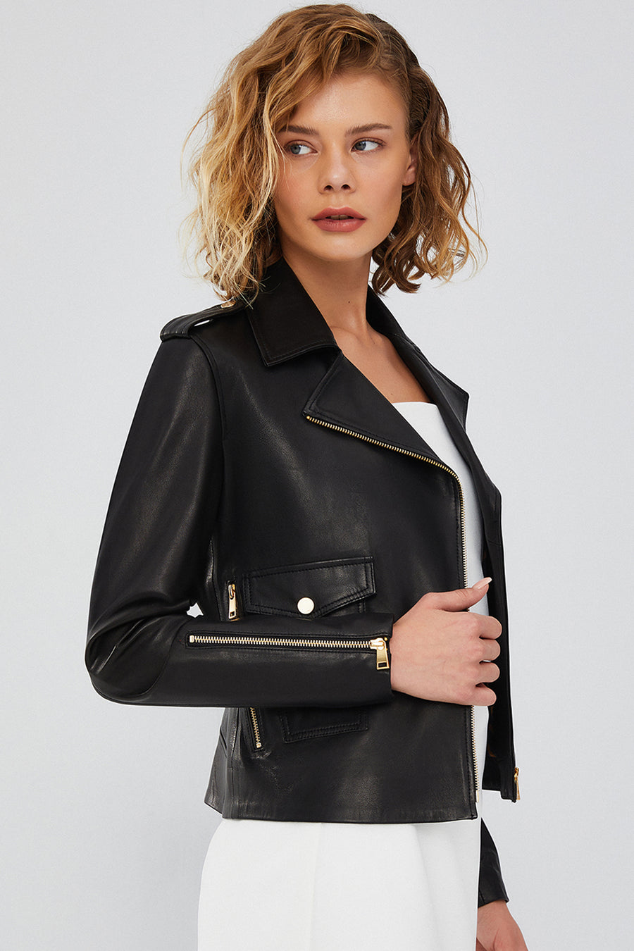 Amor Women's Black Biker Leather Jacket