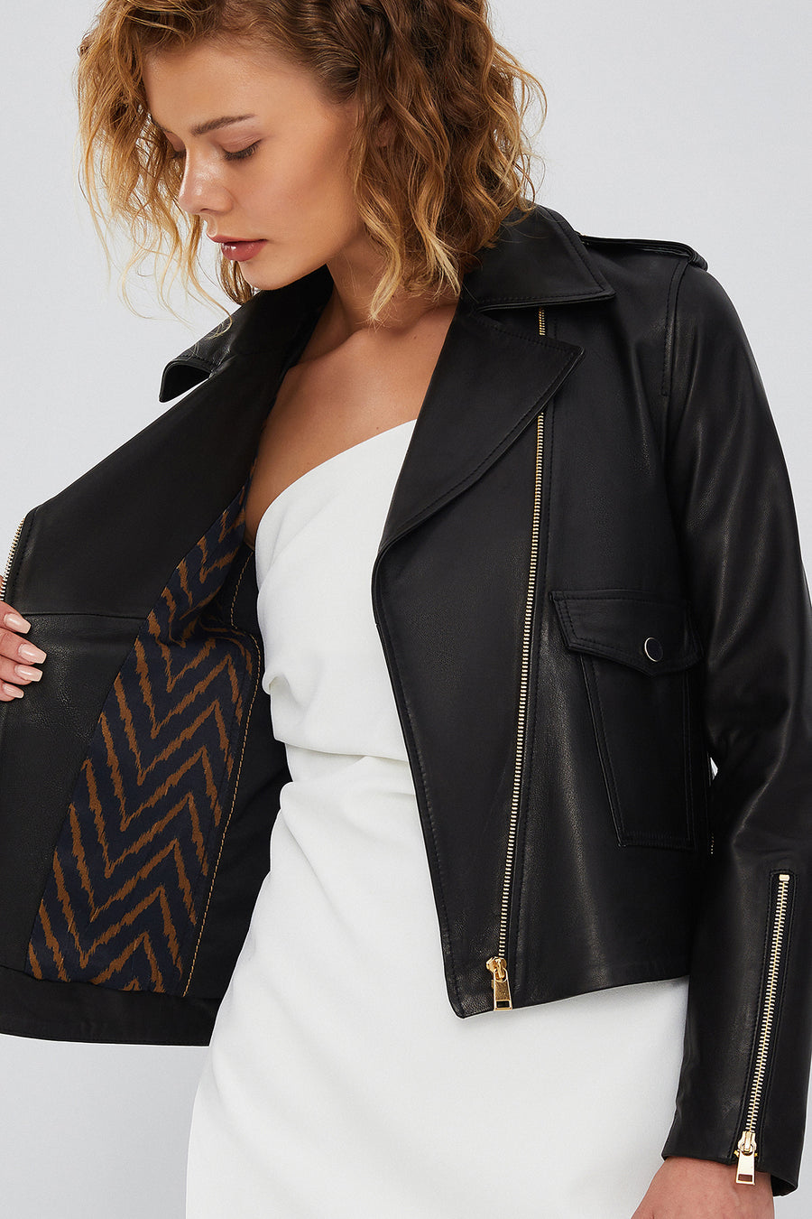 Amor Women's Black Biker Leather Jacket