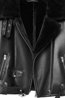 Mexico Women Black Teddy Biker Leather Jacket | Derimod