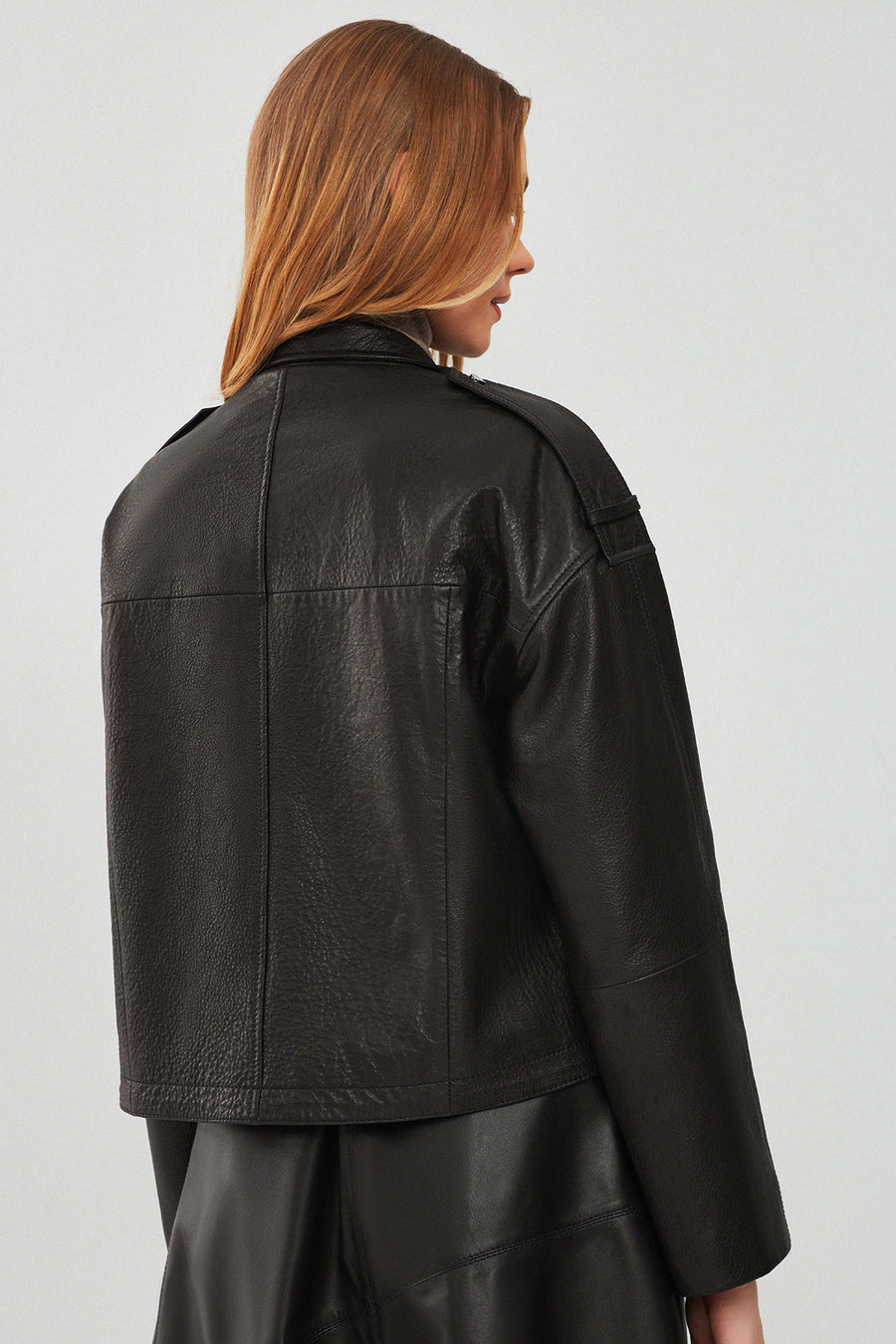Cassy Women's Black Oversize Leather Jacket