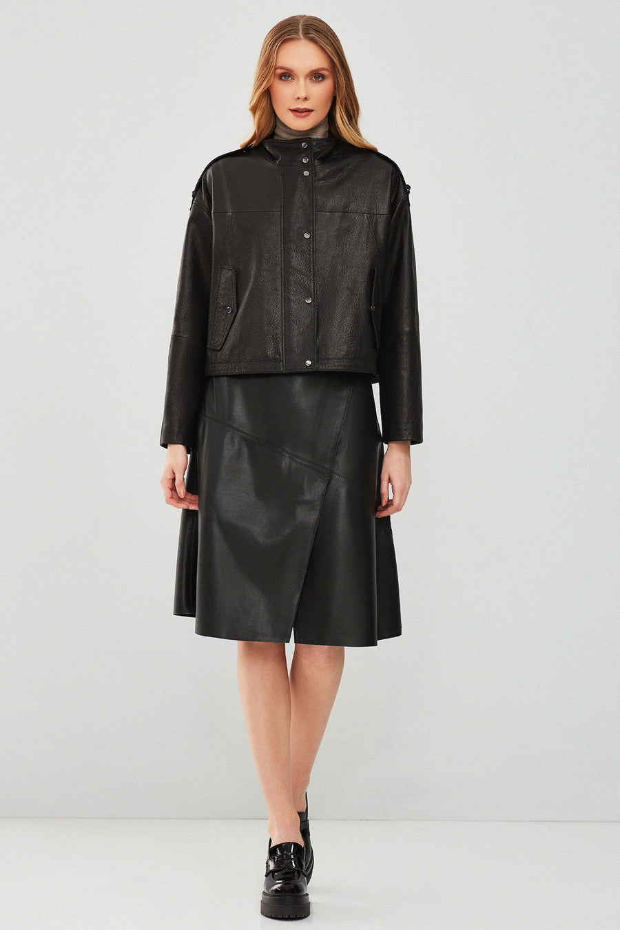 Cassy Women's Black Oversize Leather Jacket