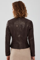 Madison Women's Brown Short Leather Jacket | Derimod