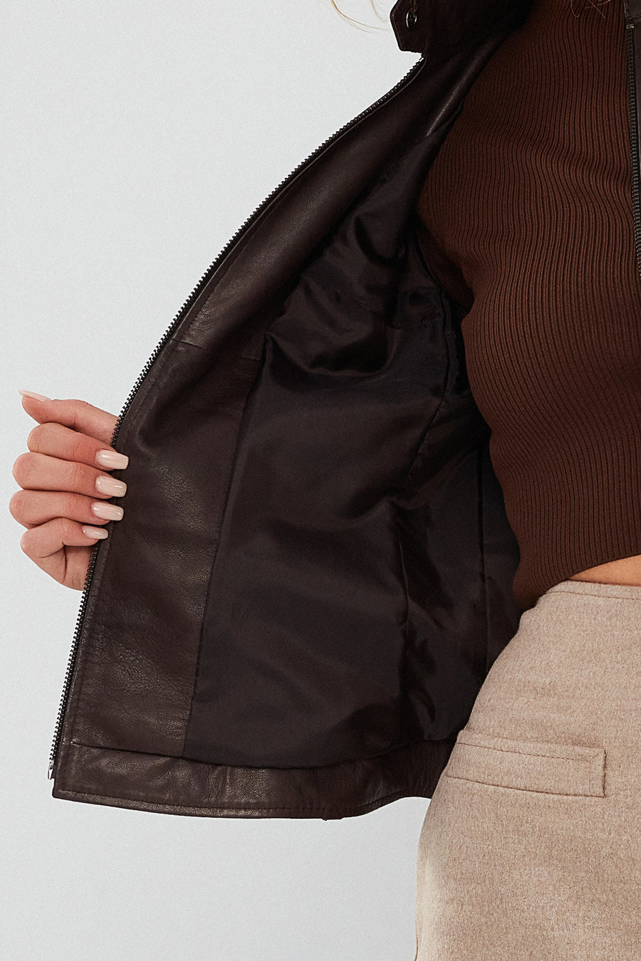 Madison Women's Brown Short Leather Jacket