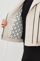 London Women's Beige Biker Leather Jacket | Derimod