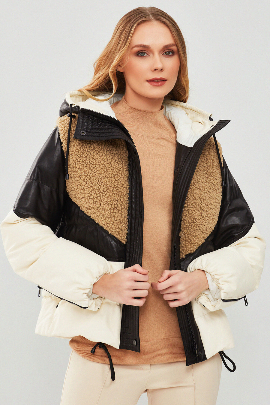 Monterosa Women's Multicolored Hooded Teddy Coat