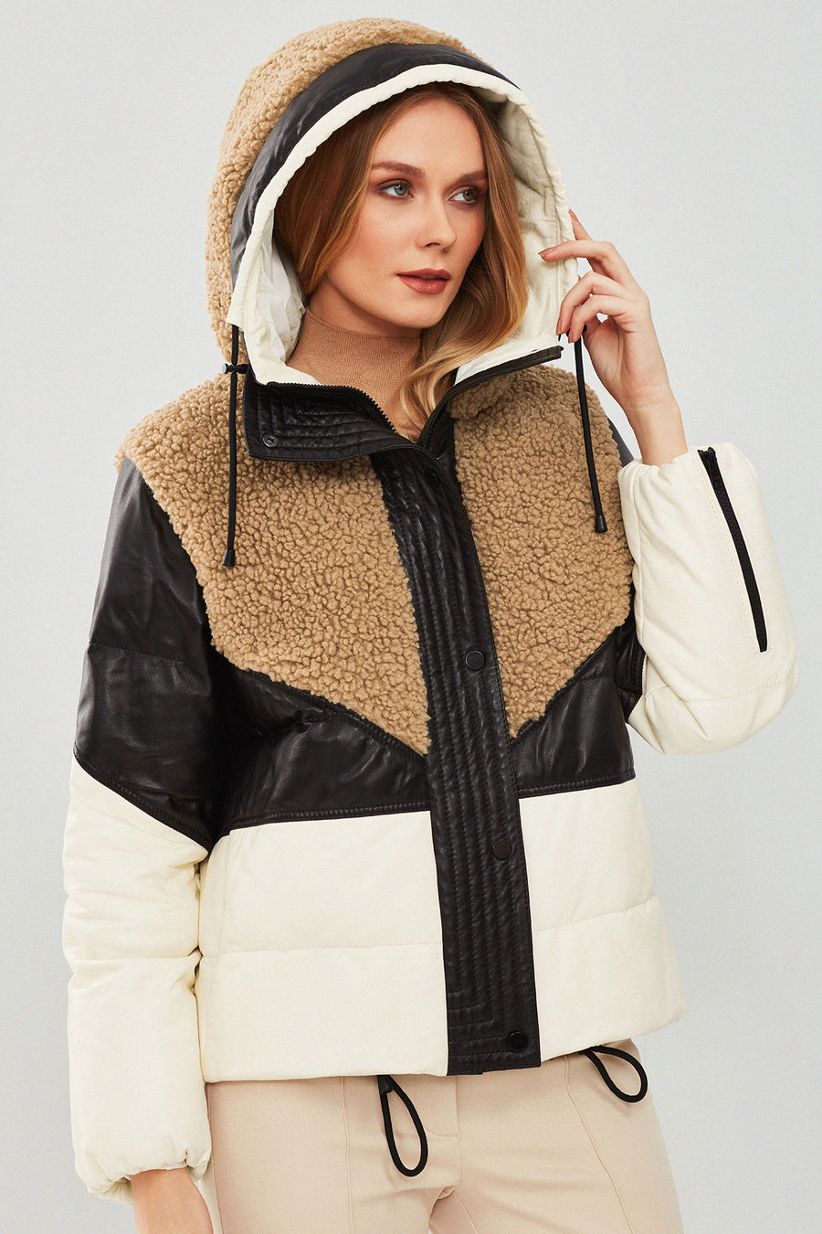 Monterosa Women's Multicolored Hooded Teddy Coat