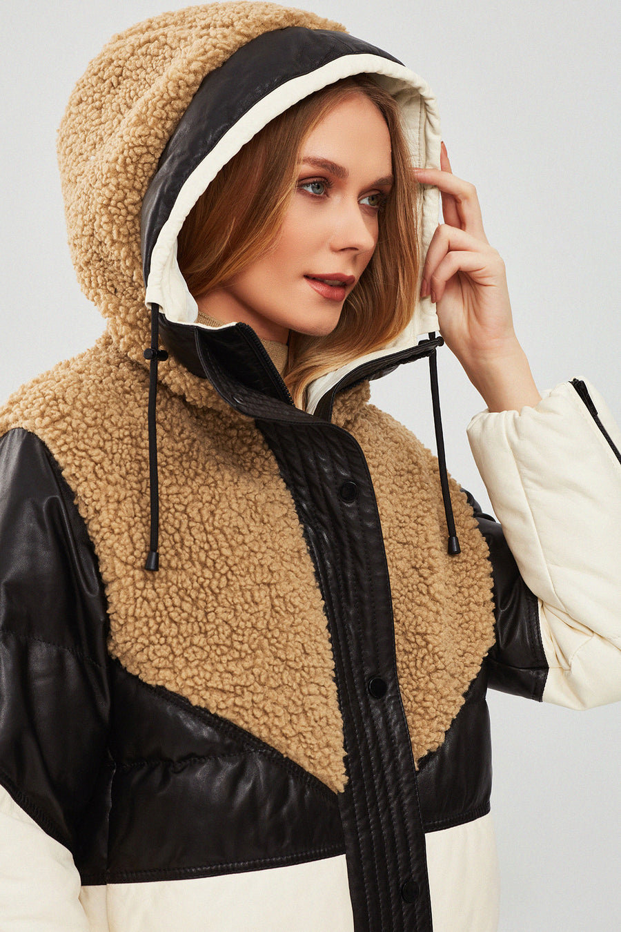 Monterosa Women's Multicolored Hooded Teddy Coat