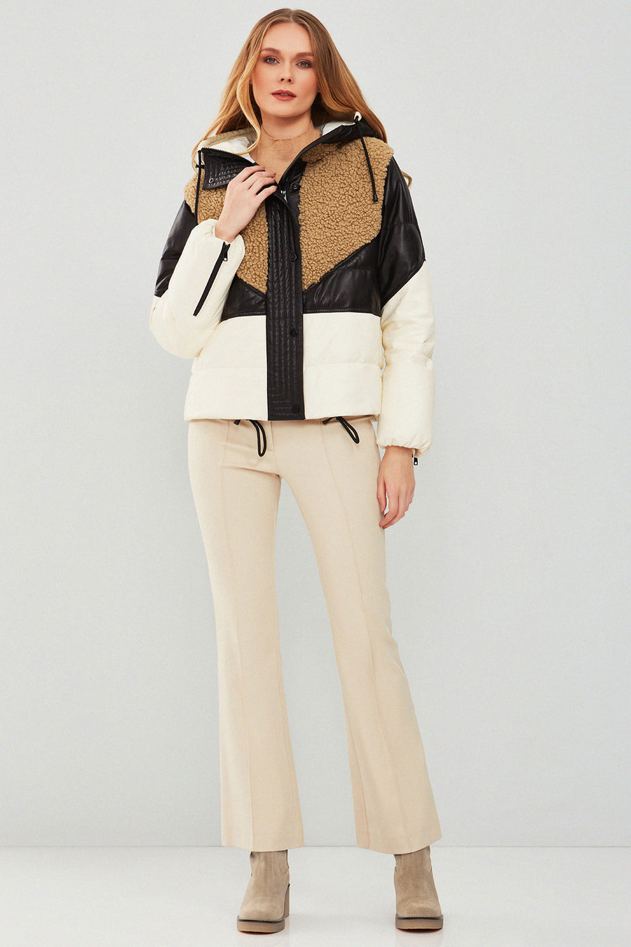 Monterosa Women's Multicolored Hooded Teddy Coat