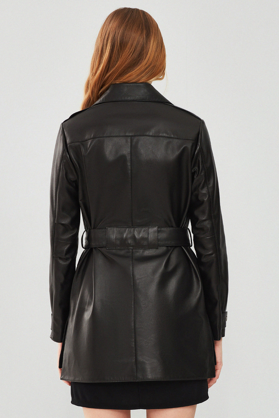 Anastasia Women's Black Leather Coat