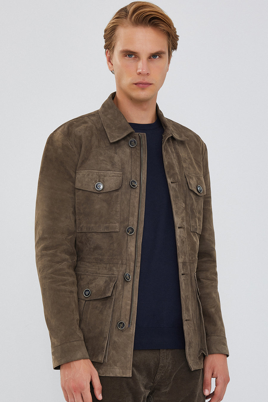 Bonucci Men's Mink Suede Leather Coat