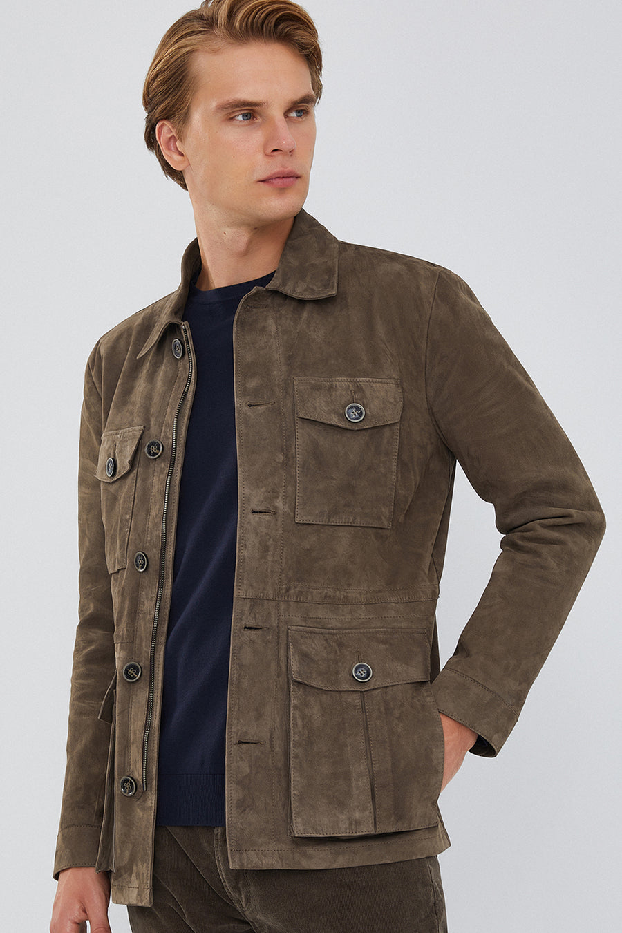 Bonucci Men's Mink Suede Leather Coat
