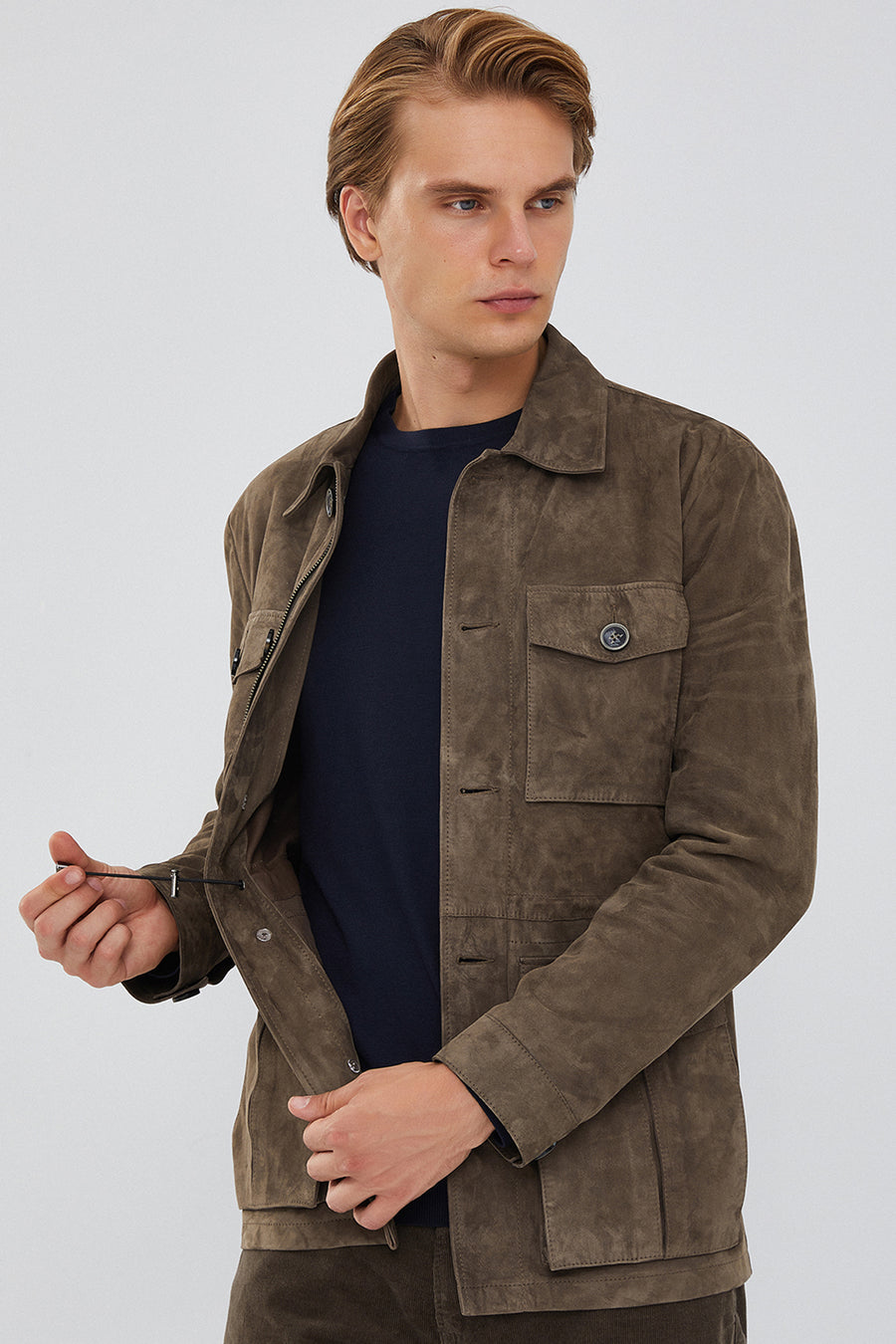 Bonucci Men's Mink Suede Leather Coat