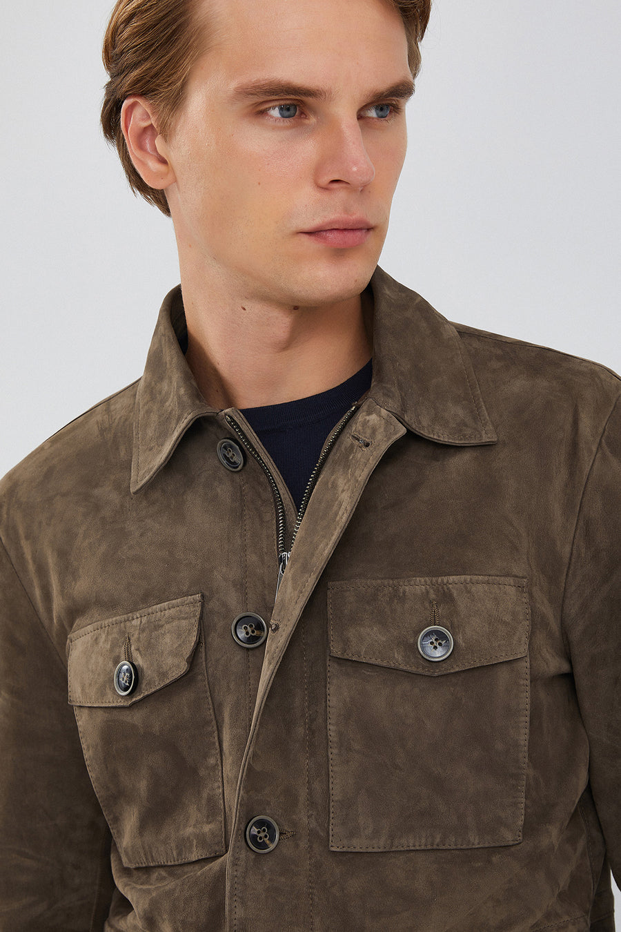 Bonucci Men's Mink Suede Leather Coat