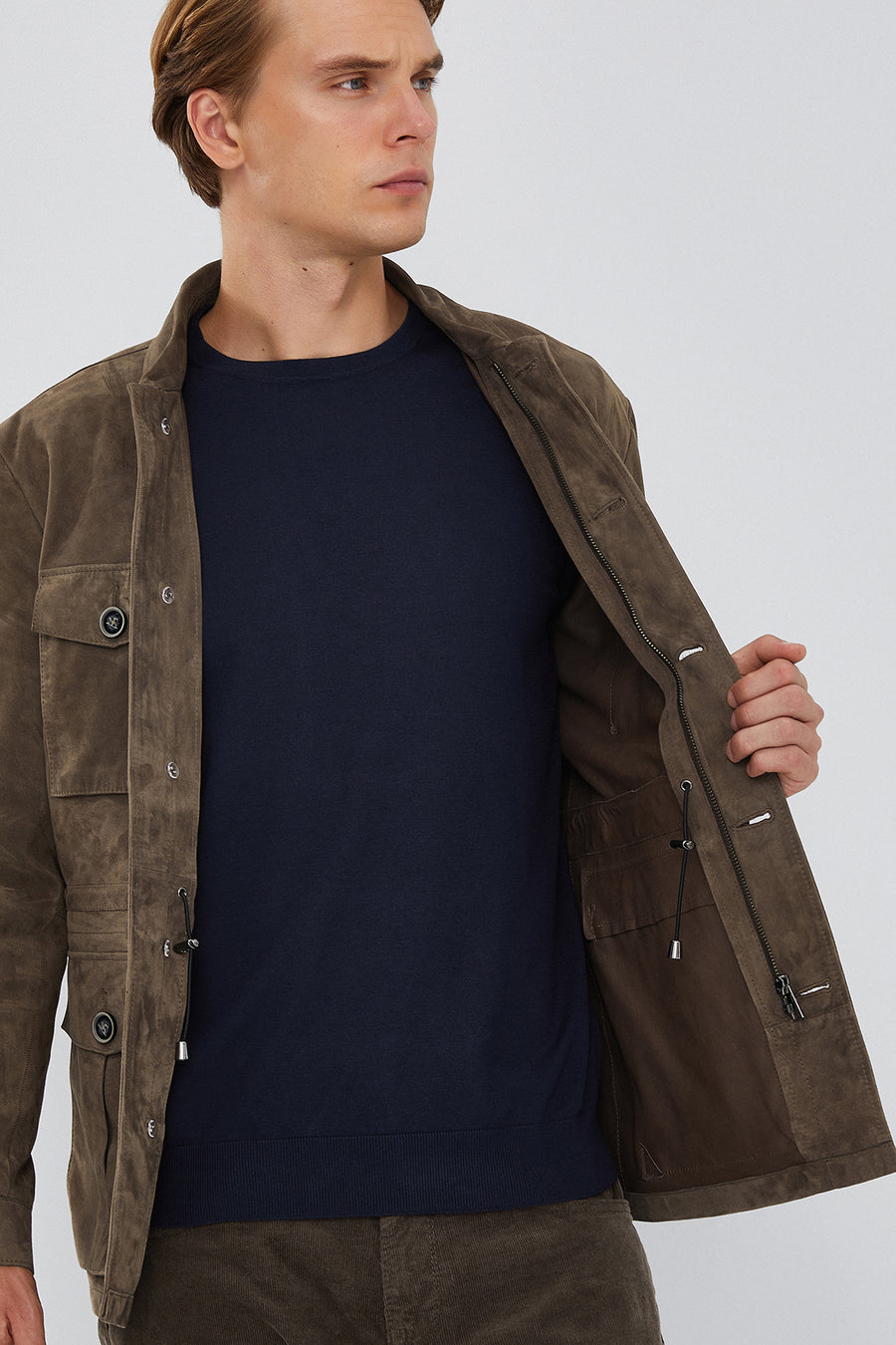 Bonucci Men's Mink Suede Leather Coat