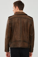 Carter Erkek Kahverengi Biker Deri Mont | Derimod