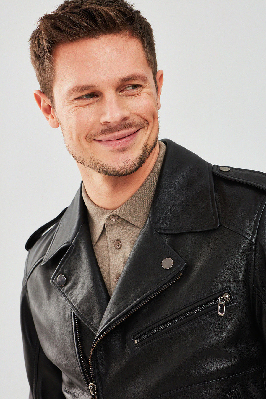Carter Men's Black Biker Leather Coat