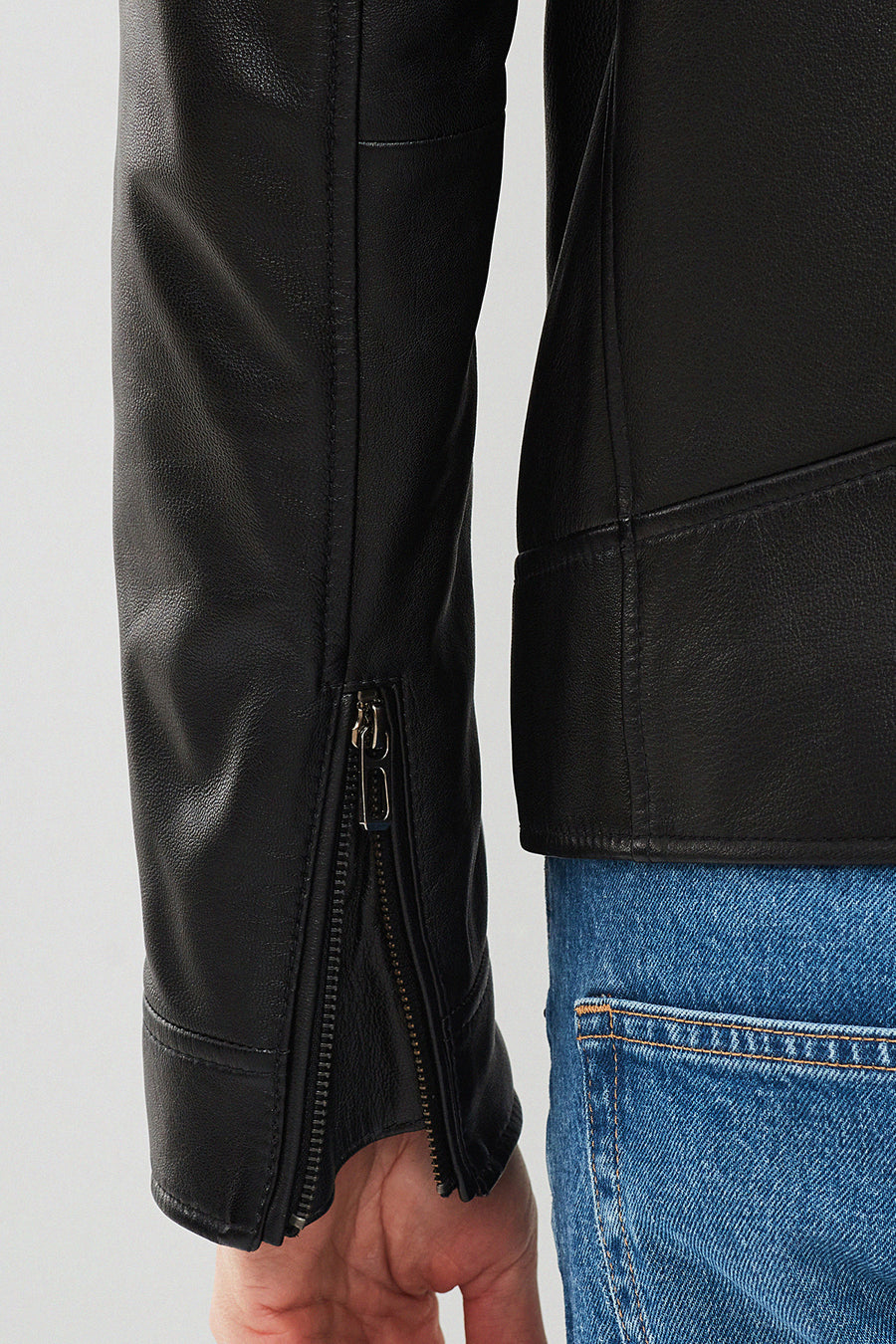 Carter Men's Black Biker Leather Coat