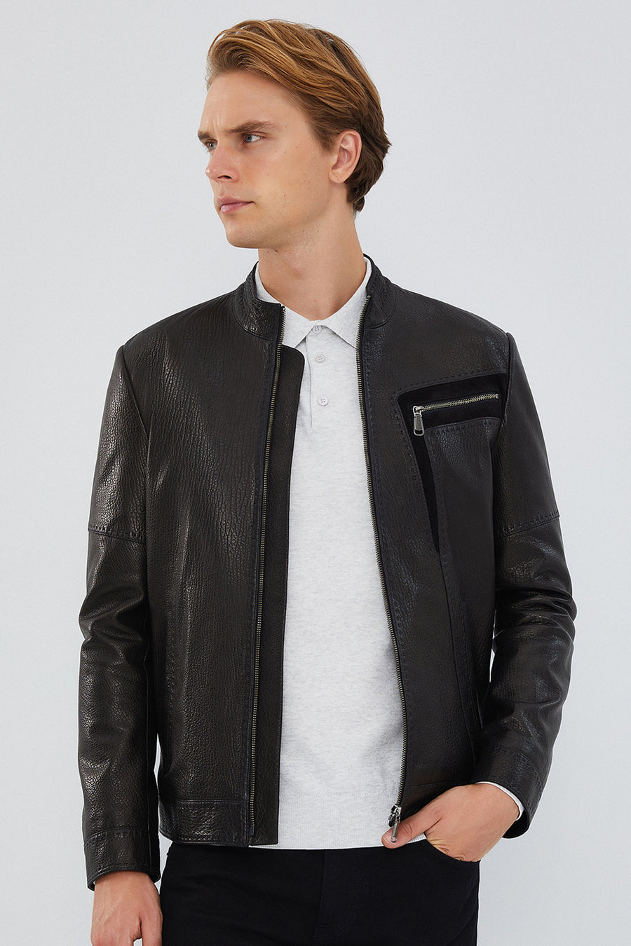 Iniesta Men's Black Leather Jacket