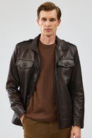Alvarez Men's Brown Leather Jacket | Derimod