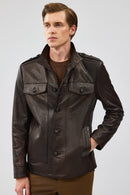Alvarez Men's Brown Leather Jacket | Derimod