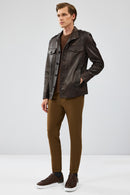 Alvarez Men's Brown Leather Jacket | Derimod