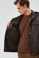 Alvarez Men's Brown Leather Jacket | Derimod