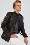 Alvarez Men's Brown Vintage Leather Jacket | Derimod