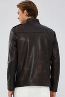 Alvarez Men's Brown Vintage Leather Jacket | Derimod