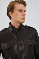 Alvarez Men's Brown Vintage Leather Jacket | Derimod