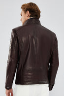Rodri Men's Claret Red Leather Jacket | Derimod