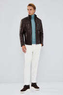 Rodri Men's Claret Red Leather Jacket | Derimod