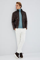 Rodri Men's Claret Red Leather Jacket | Derimod