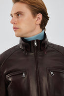 Rodri Men's Claret Red Leather Jacket | Derimod