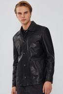 Oblak Men's Black Blazer Leather Jacket | Derimod