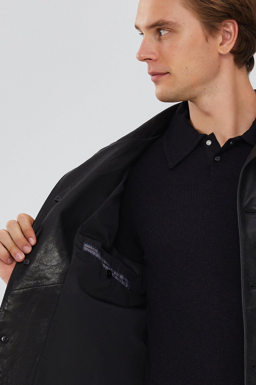 Oblak Men's Black Blazer Leather Jacket