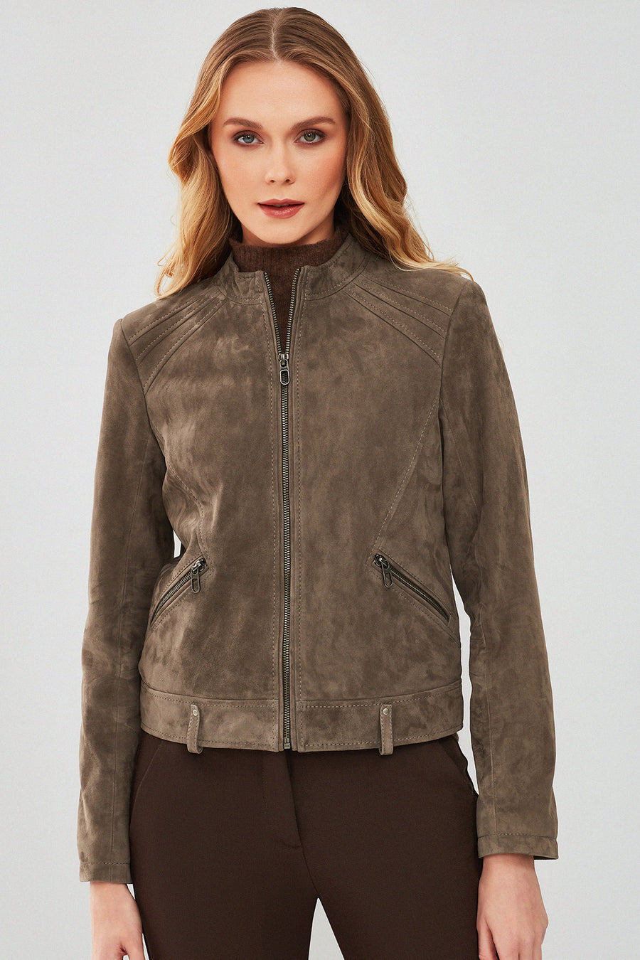 Emily Women's Mink Short Suede Leather Jacket