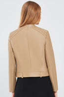 Emily Women's Beige Short Leather Jacket | Derimod