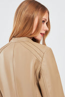 Emily Women's Beige Short Leather Jacket | Derimod