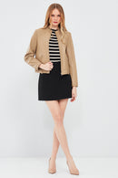Emily Women's Beige Short Leather Jacket | Derimod