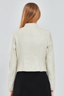 Viola Women's Beige Short Leather Jacket | Derimod