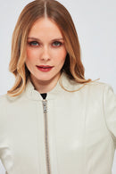 Viola Women's Beige Short Leather Jacket | Derimod