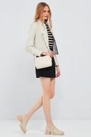 Viola Women's Beige Short Leather Jacket | Derimod