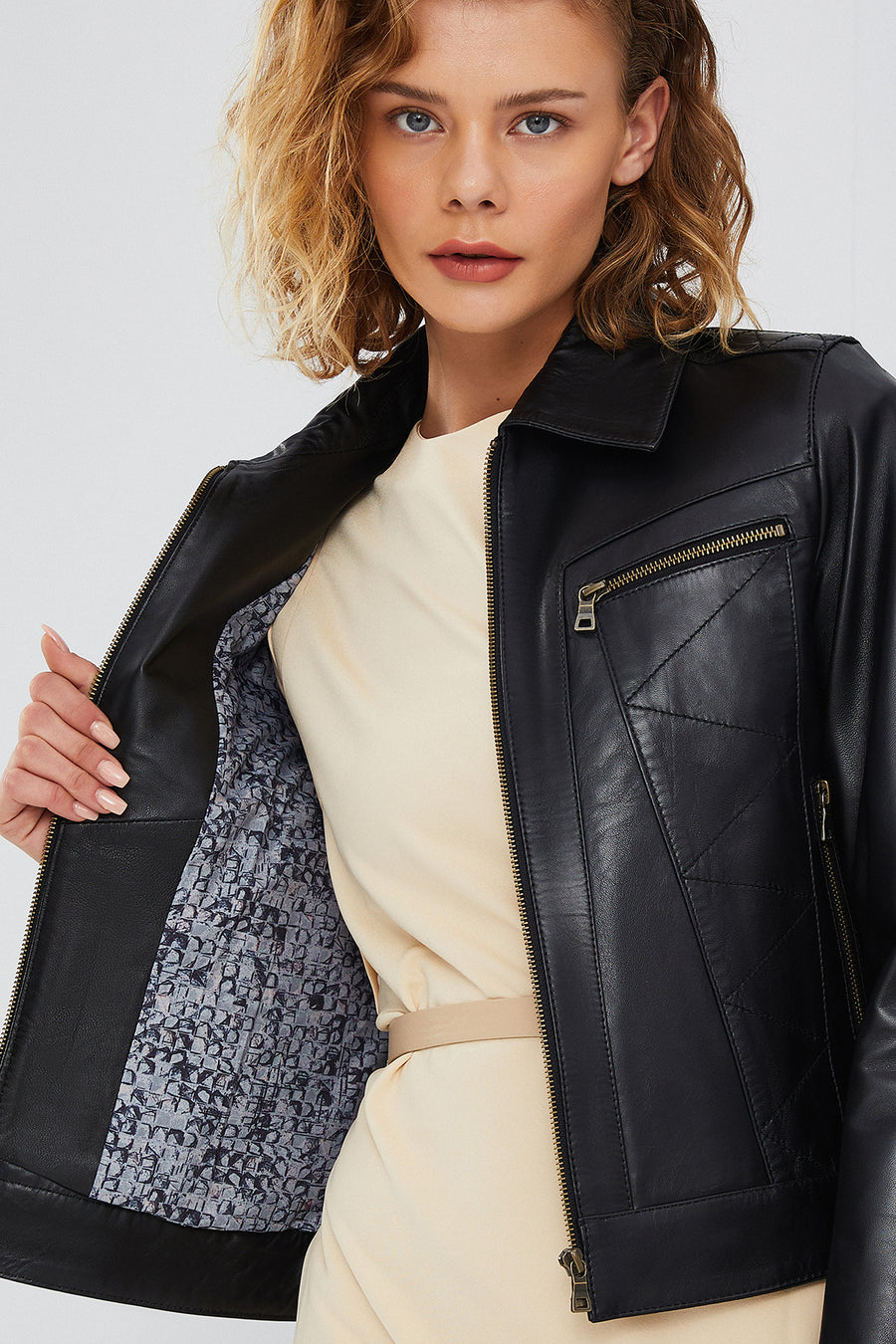 Hera Women's Black Short Leather Jacket