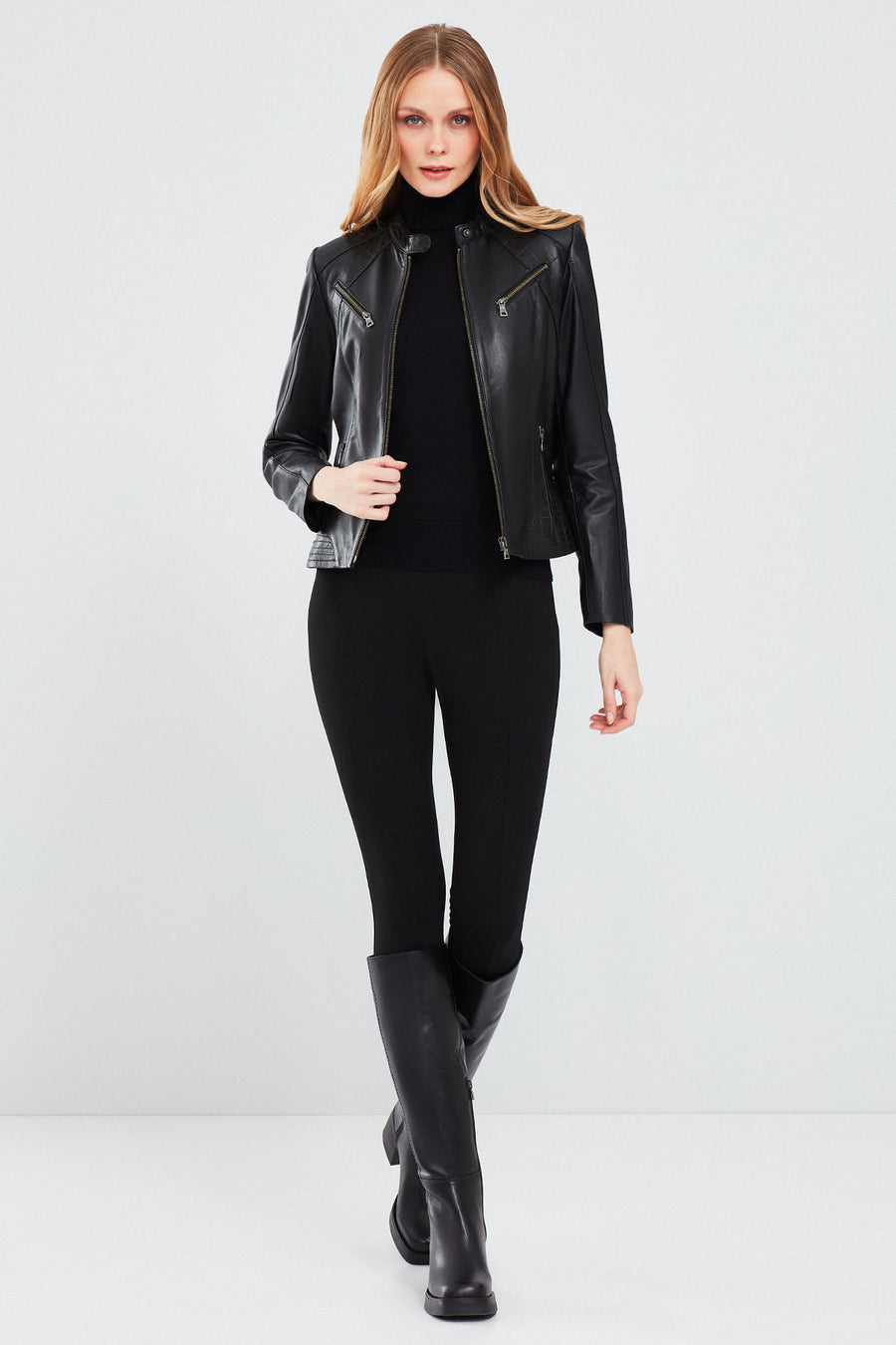 Lucky Women's Black Sport Short Leather Jacket