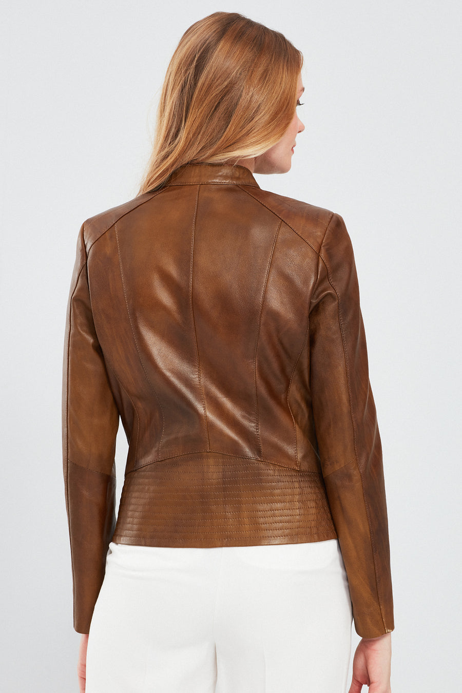Lucky Women's Camel Sport Short Leather Jacket