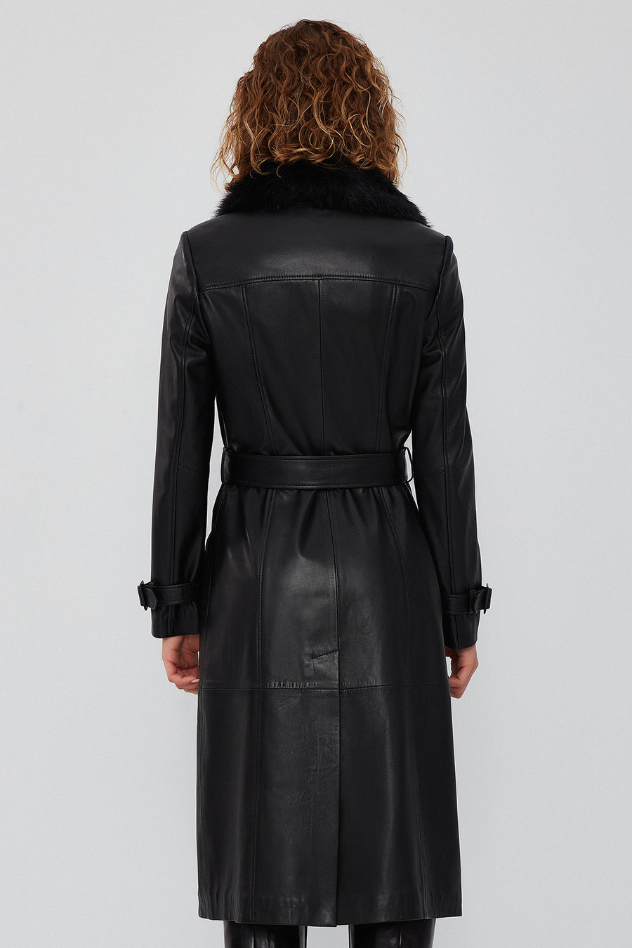 Fonda Women's Black Fur Leather Coat
