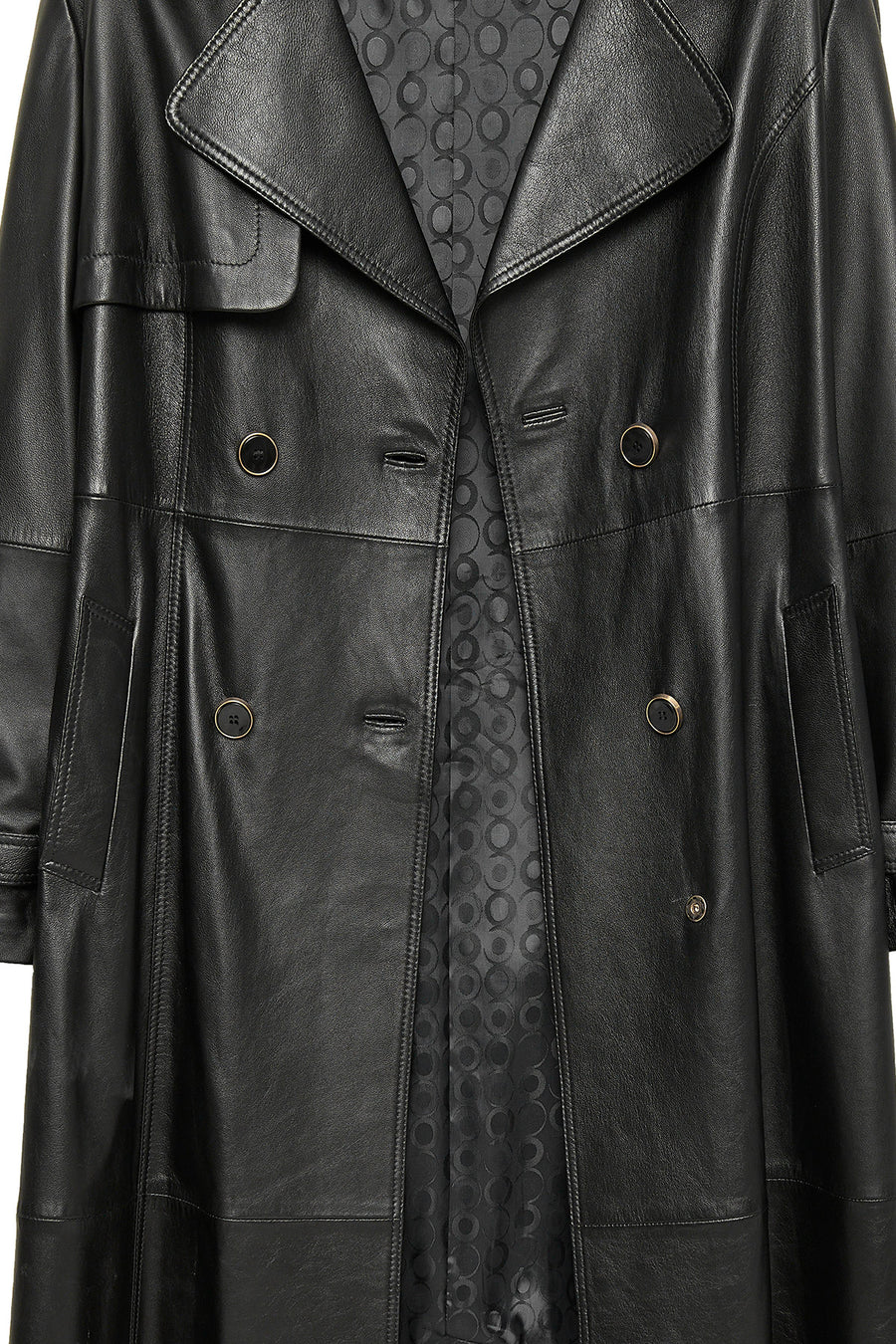 Jenny Women's Black Fur Belt Detailed Leather Trench Coat