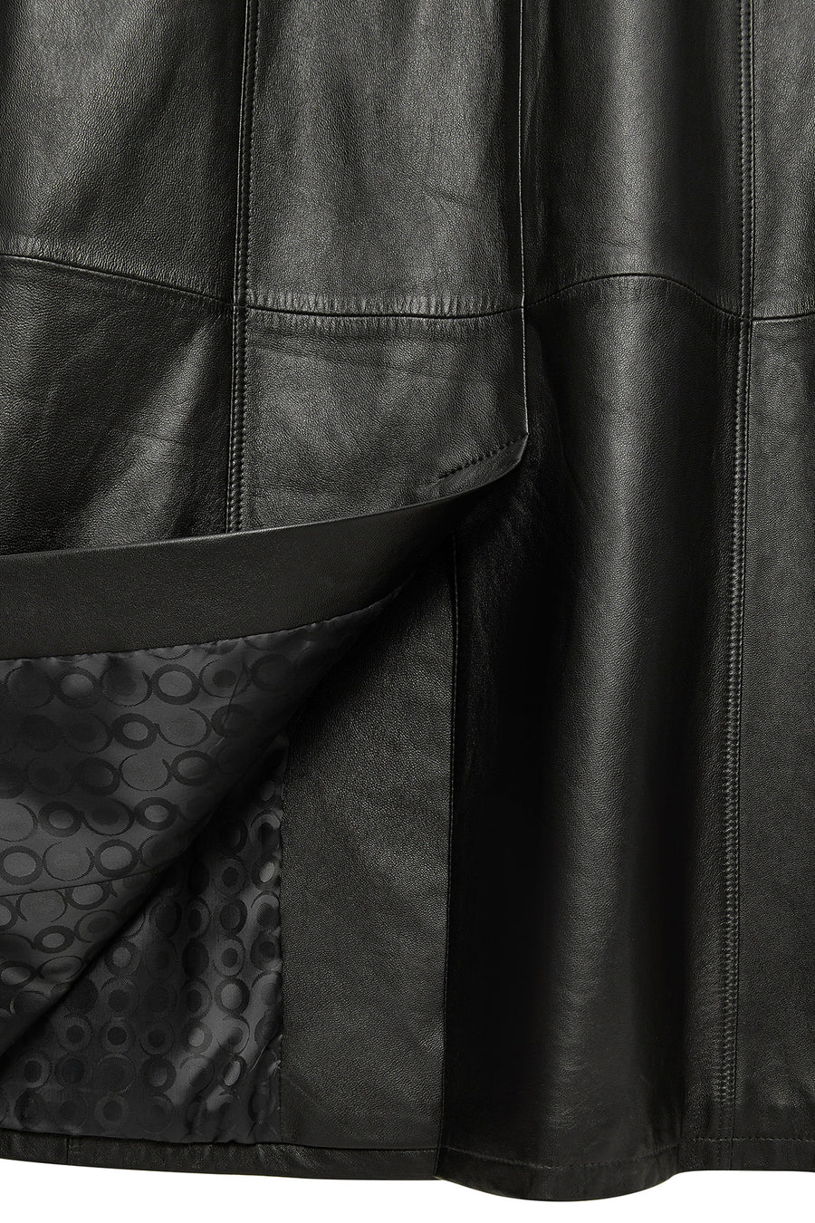 Jenny Women's Black Fur Belt Detailed Leather Trench Coat