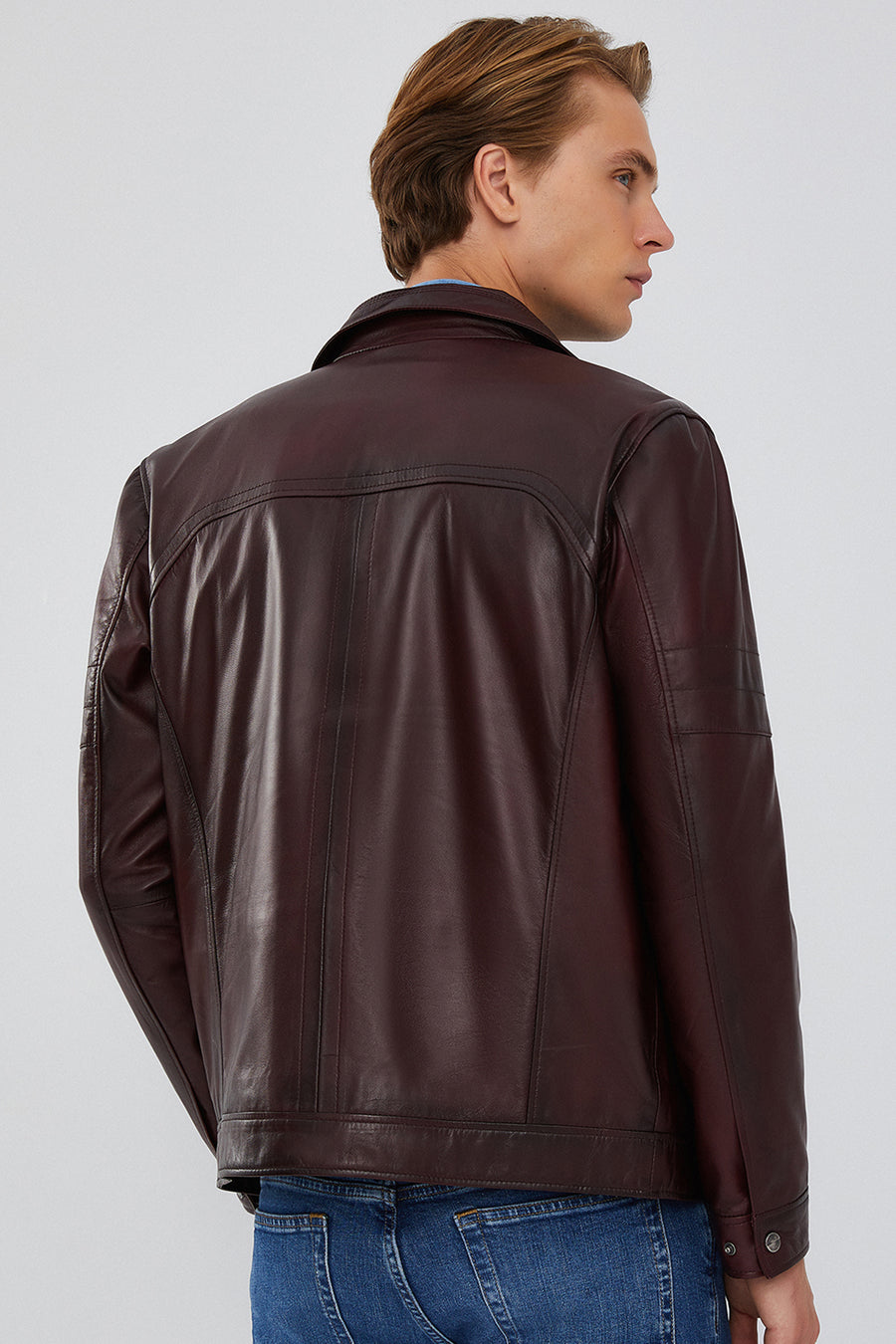 Bruno Men's Claret Red Leather Jacket